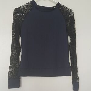 1.State Girls Long-sleeve Lace Top (Blue/Black): S